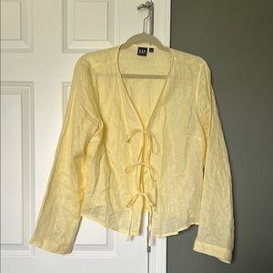 GAP linen Yellow Tie-Front Blouse